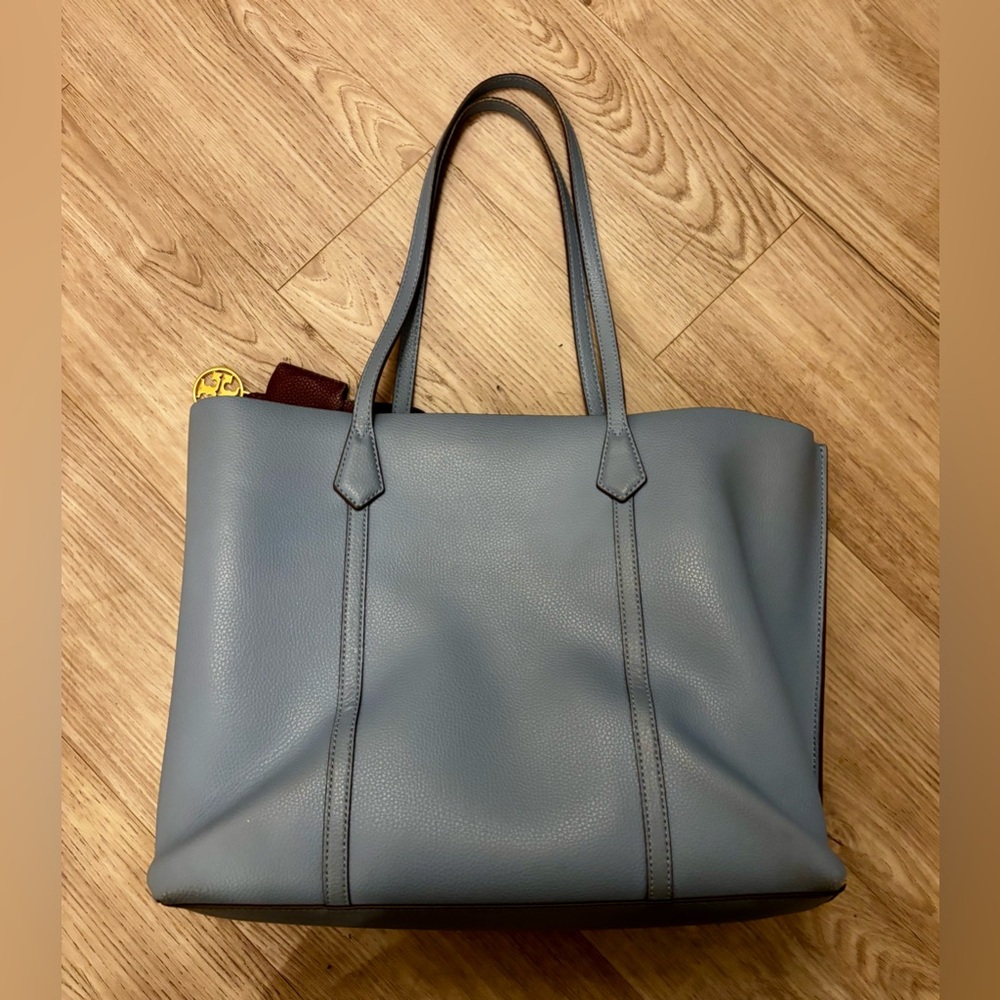 Tory Burch Perry Triple Compartment Light Blue Tote - Picture 13 of 13